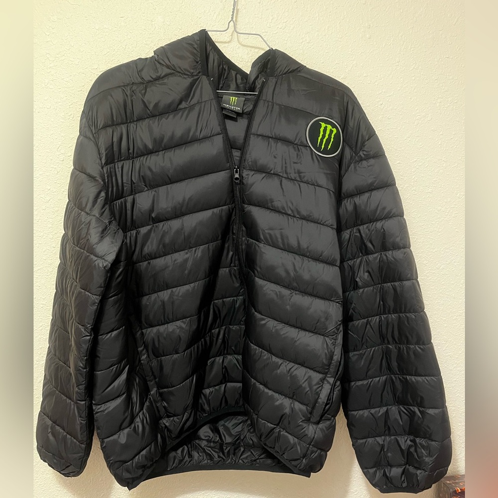 Black Monster Energy Puffer Jacket